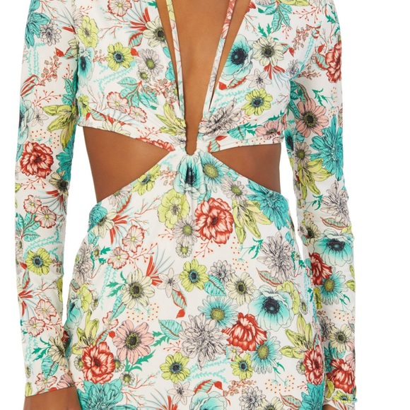 AFRM-Monique Teal Garden Midi Dress Cut-Out Details Sz 3x - Picture 2 of 10